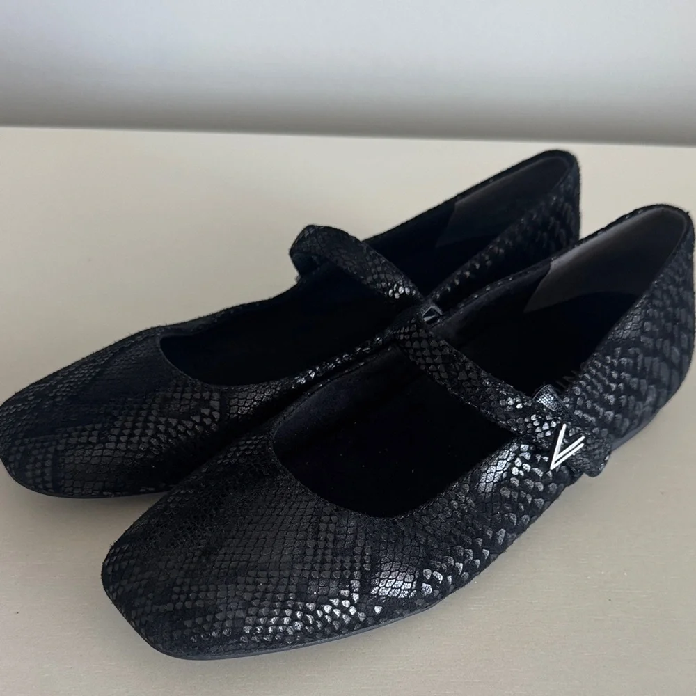Vionic Black Snake-Embossed Mary Jane Flats - Picture 4 of 8